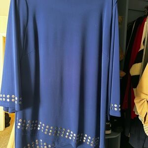 Blue Blouse with Silver Stud Accents